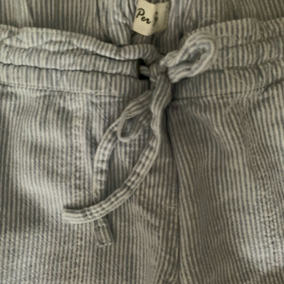 BLUE&WHITE LINEN-LIKE PANTS - Picture 3 of 5